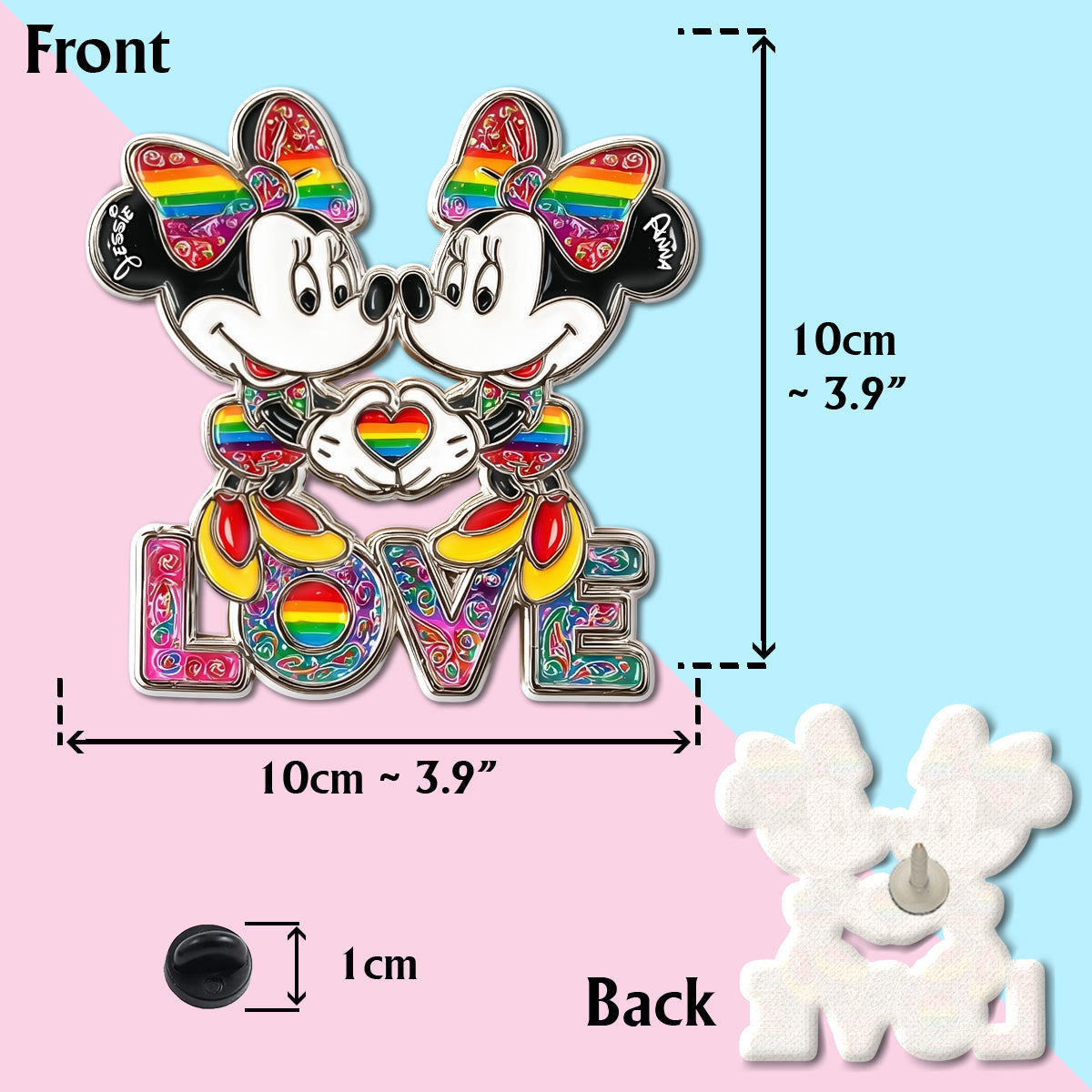 Rainbow Mouse Couple Love - Personalized LGBT Support Pin