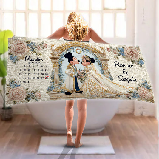 Gift For Wedding Meaningful Couple - Personalized Mouse Quick-dry Bath Towel