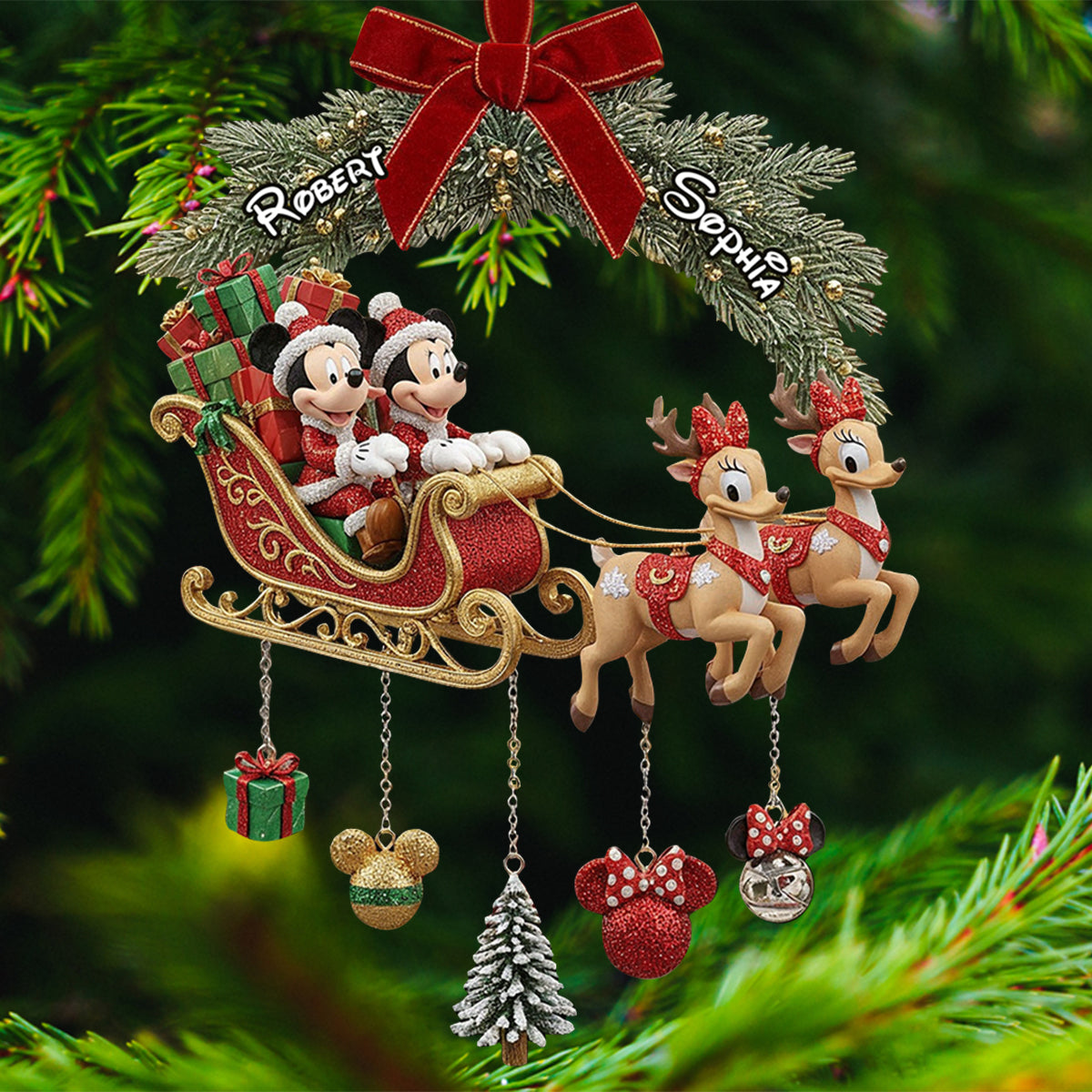 Magical Christmas - Personalized Mouse Ornament With Charm