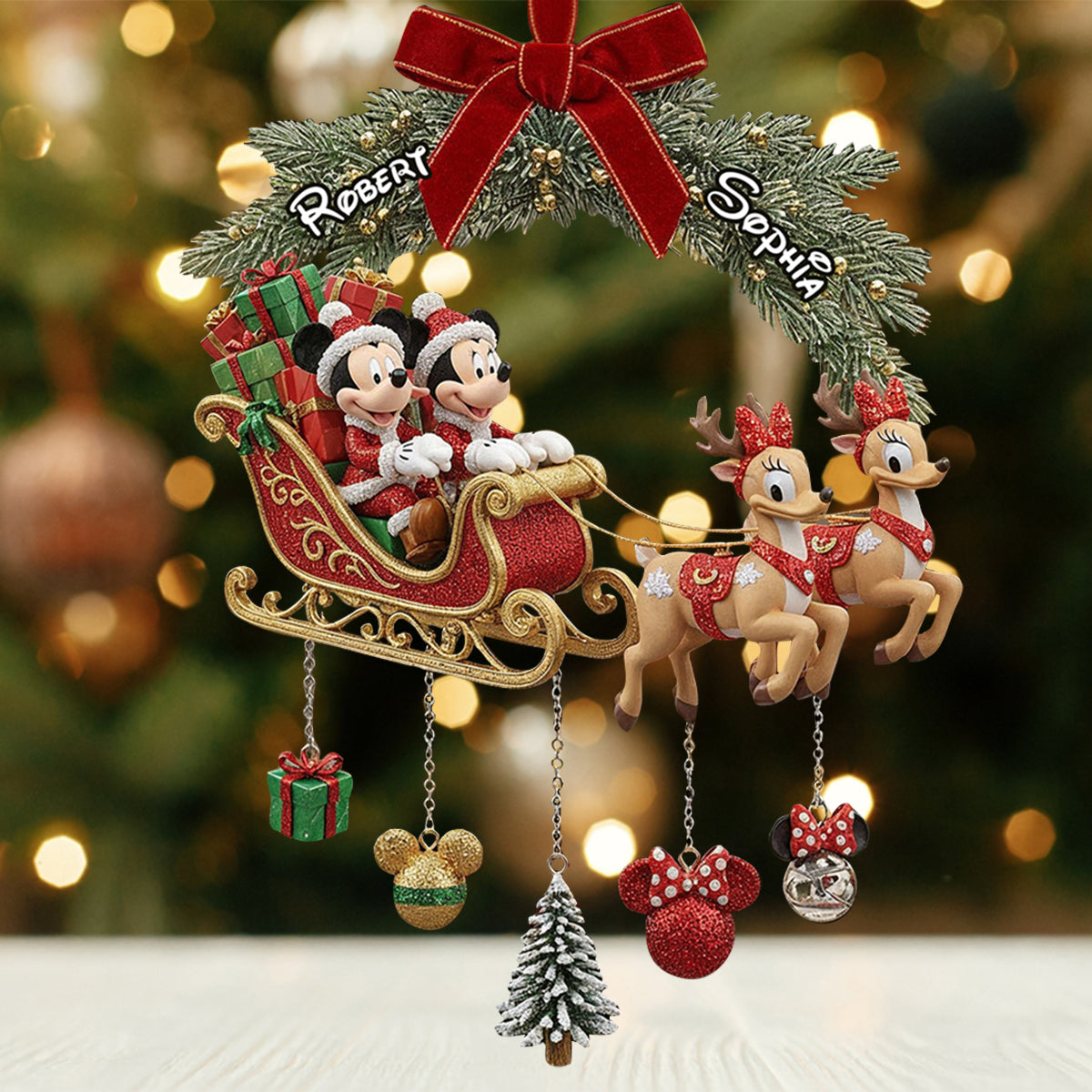 Magical Christmas - Personalized Mouse Ornament With Charm