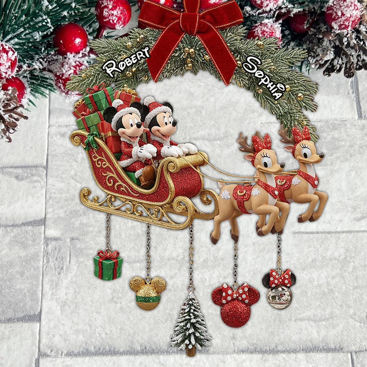 Magical Christmas - Personalized Mouse Ornament With Charm