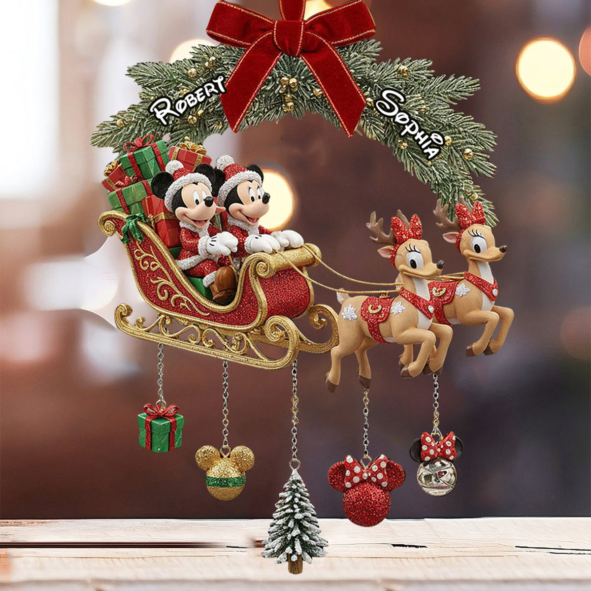 Magical Christmas - Personalized Mouse Ornament With Charm