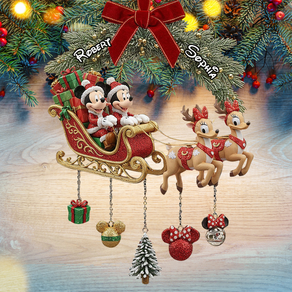 Magical Christmas - Personalized Mouse Ornament With Charm