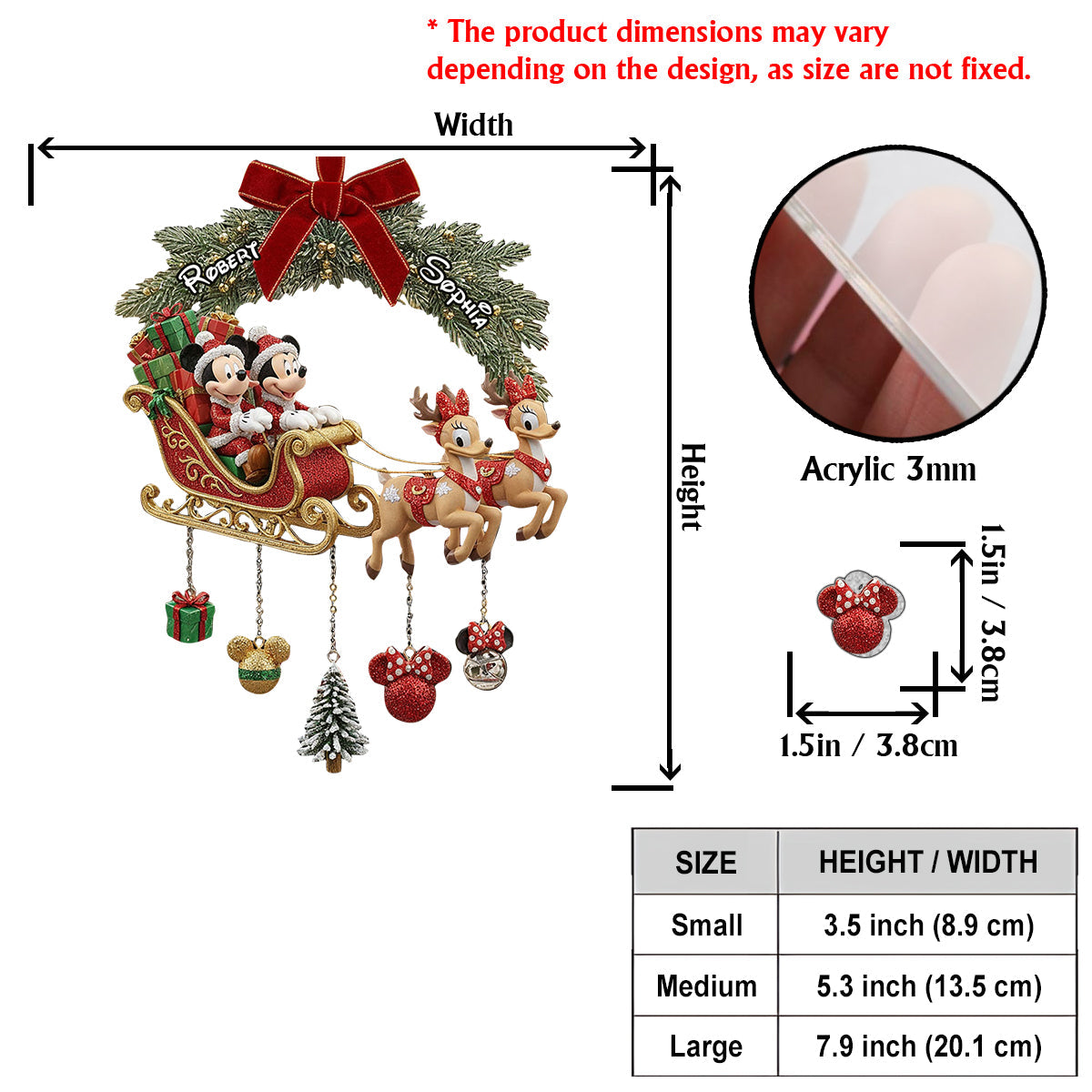 Magical Christmas - Personalized Mouse Ornament With Charm