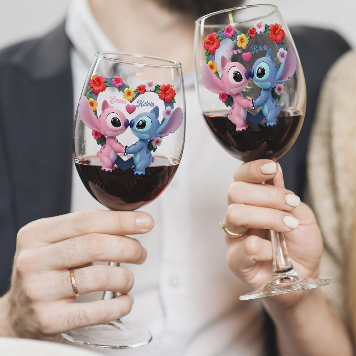 Couple Ohana Means Family - Personalized Ohana Wine Glass With Long Stem