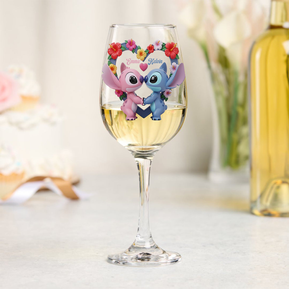 Couple Ohana Means Family - Personalized Ohana Wine Glass With Long Stem