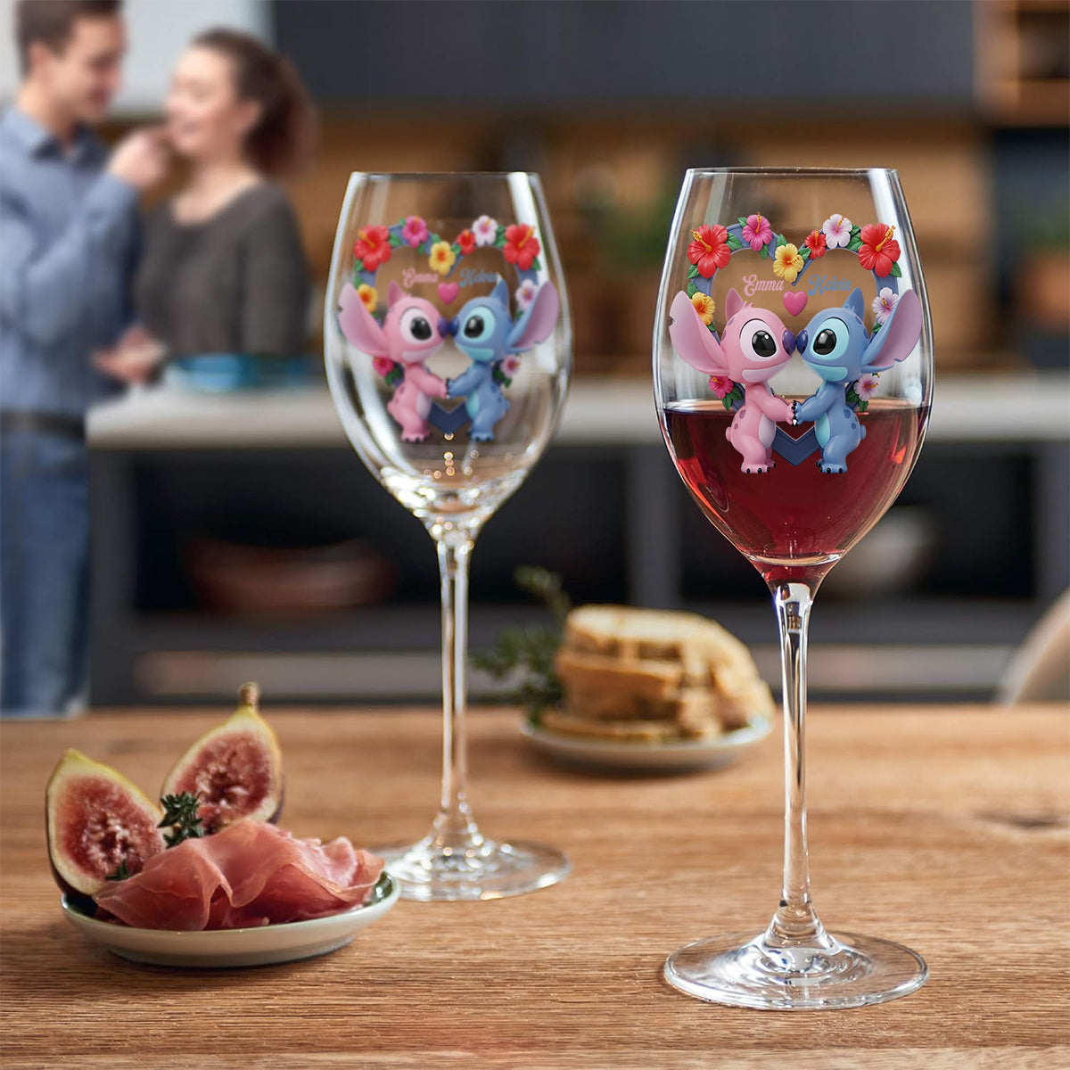 Couple Ohana Means Family - Personalized Ohana Wine Glass With Long Stem
