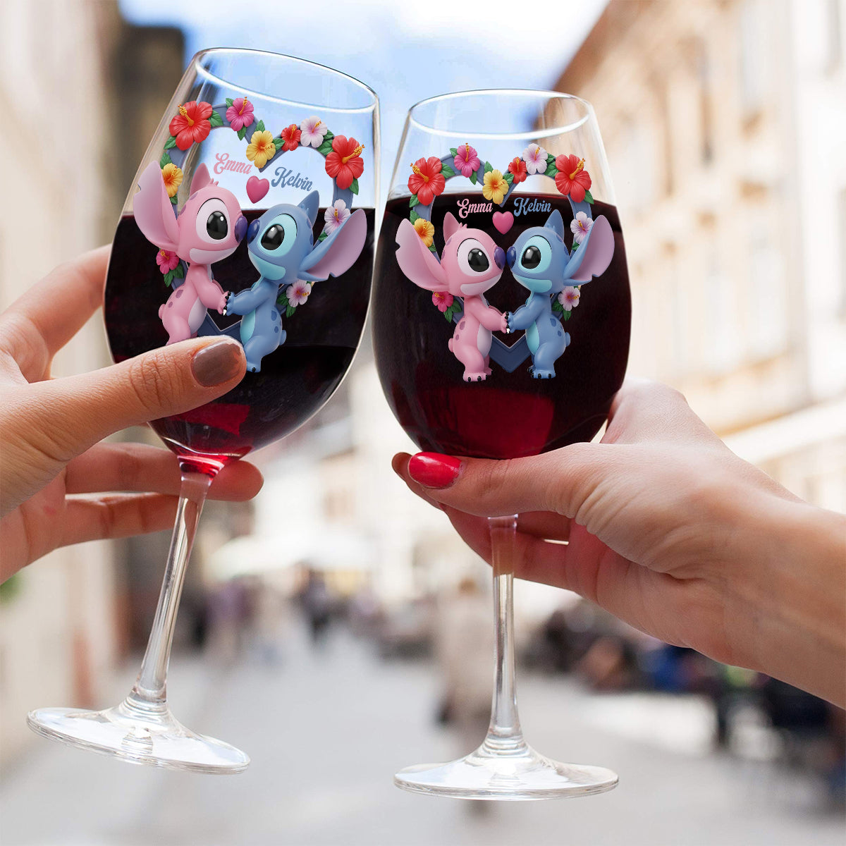 Couple Ohana Means Family - Personalized Ohana Wine Glass With Long Stem