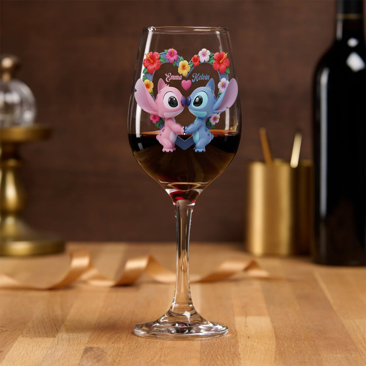Couple Ohana Means Family - Personalized Ohana Wine Glass With Long Stem
