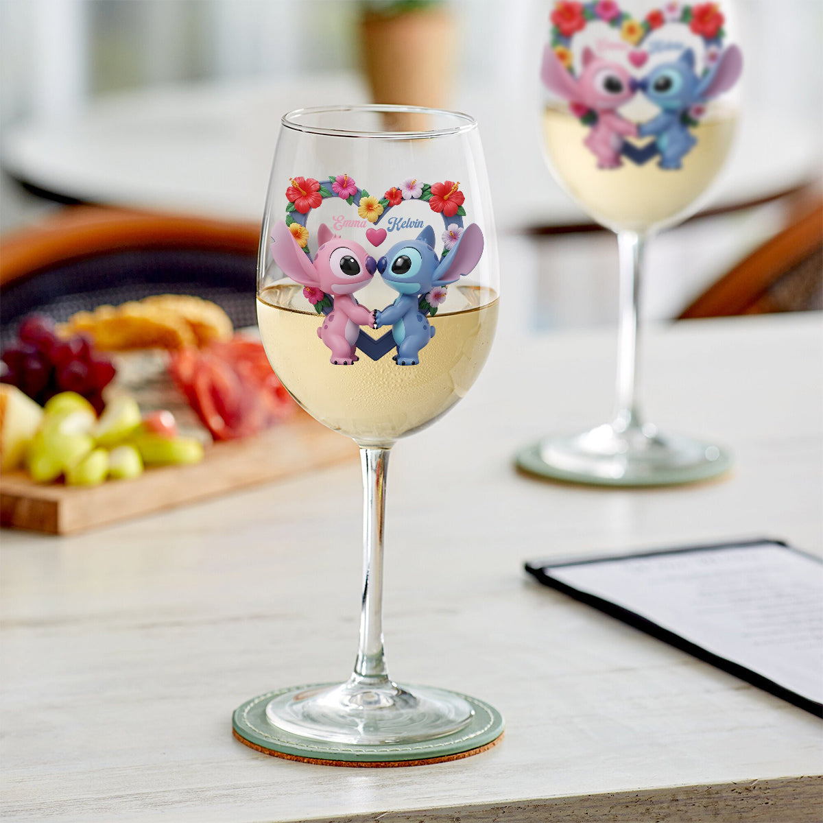 Couple Ohana Means Family - Personalized Ohana Wine Glass With Long Stem