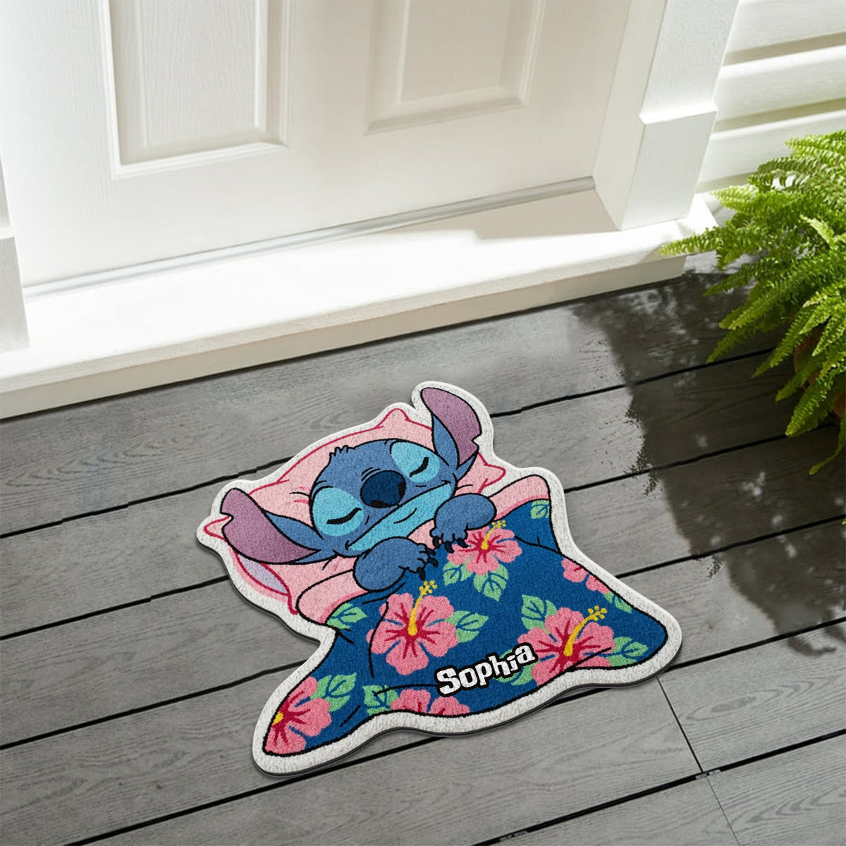 Cute Sleeping Blue Monster - Personalized Ohana Non-Slip Tufted Rug