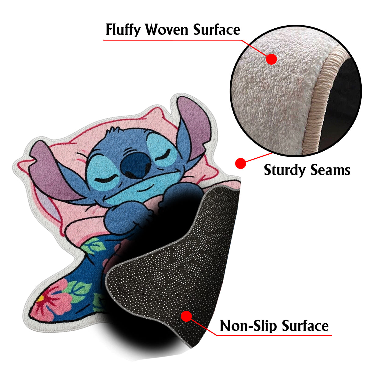 Cute Sleeping Blue Monster - Personalized Ohana Non-Slip Tufted Rug