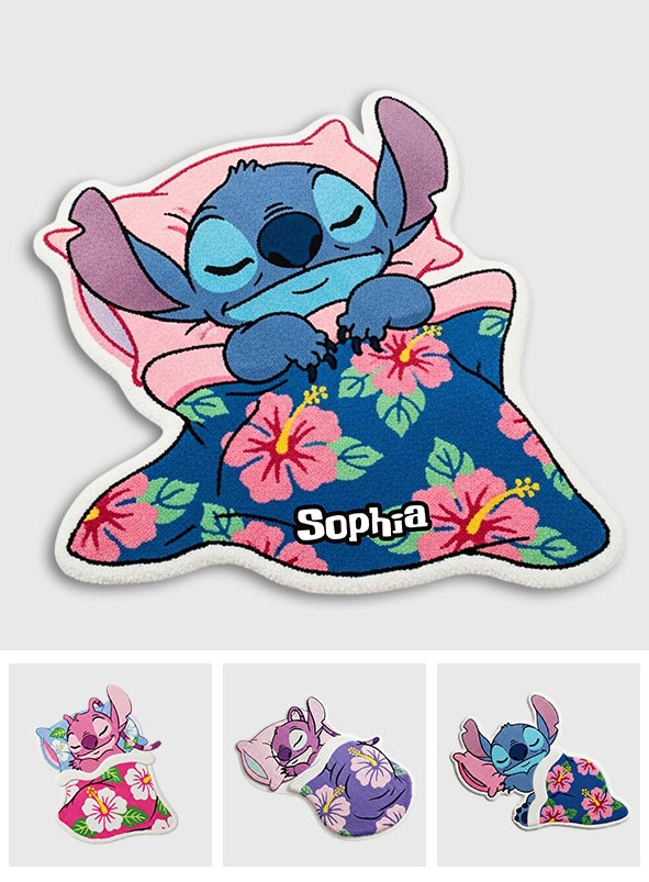 Cute Sleeping Blue Monster - Personalized Ohana Non-Slip Tufted Rug