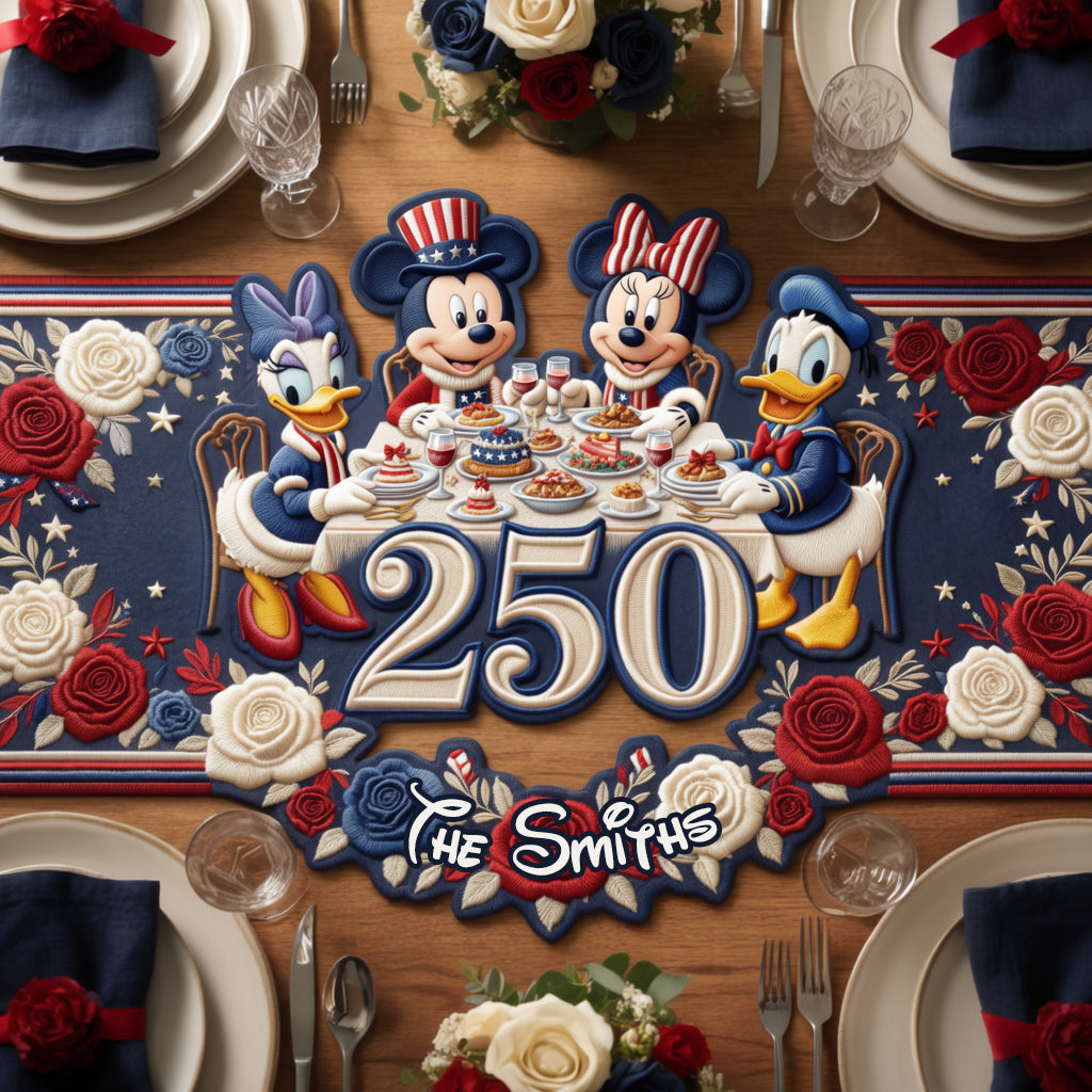250 Years Table Decoration - Personalized Mouse Custom Shape Table Runner