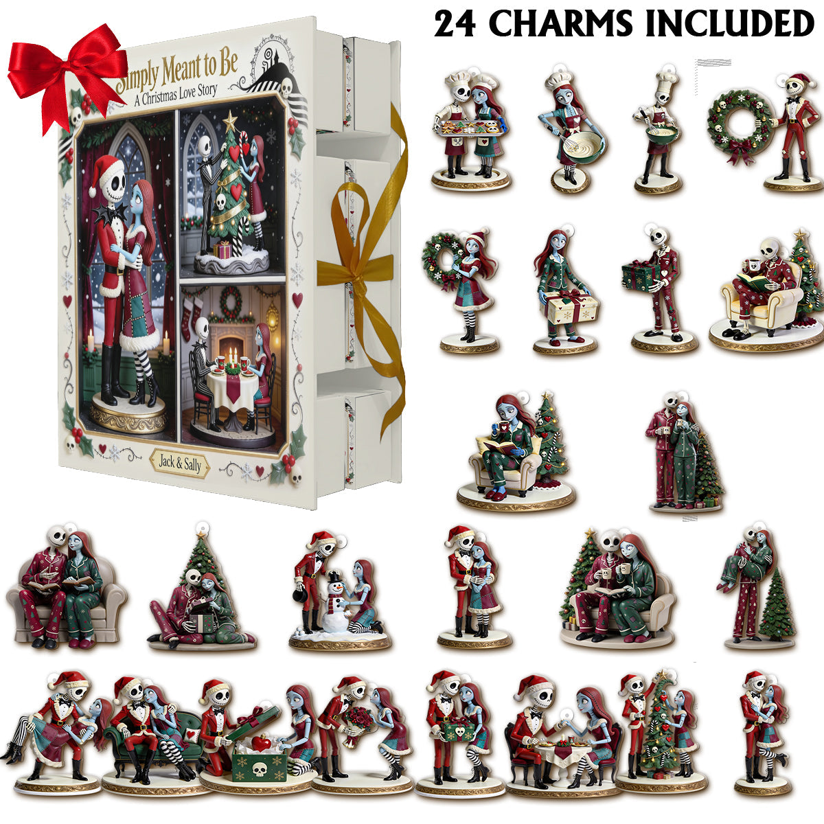 A Christmas Love Story - Personalized Nightmare Folded Advent Calendar With Ornaments