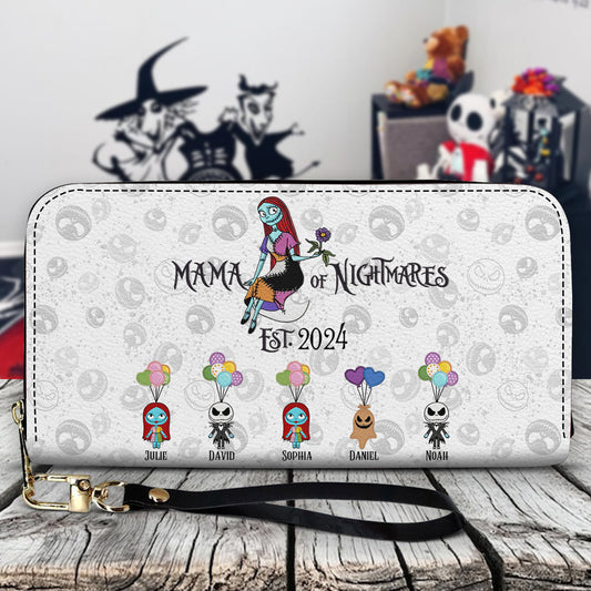 Mama Of Nightmares - Personalized Nightmare Leather Long Wallet