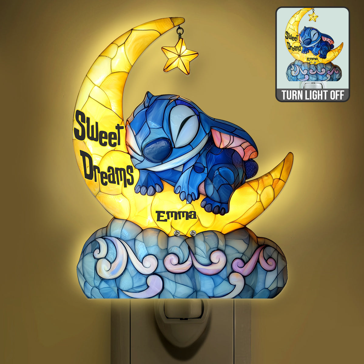 Sweet Dreams Blue Ohana - Personalized Ohana Acrylic Plug-In Night Light