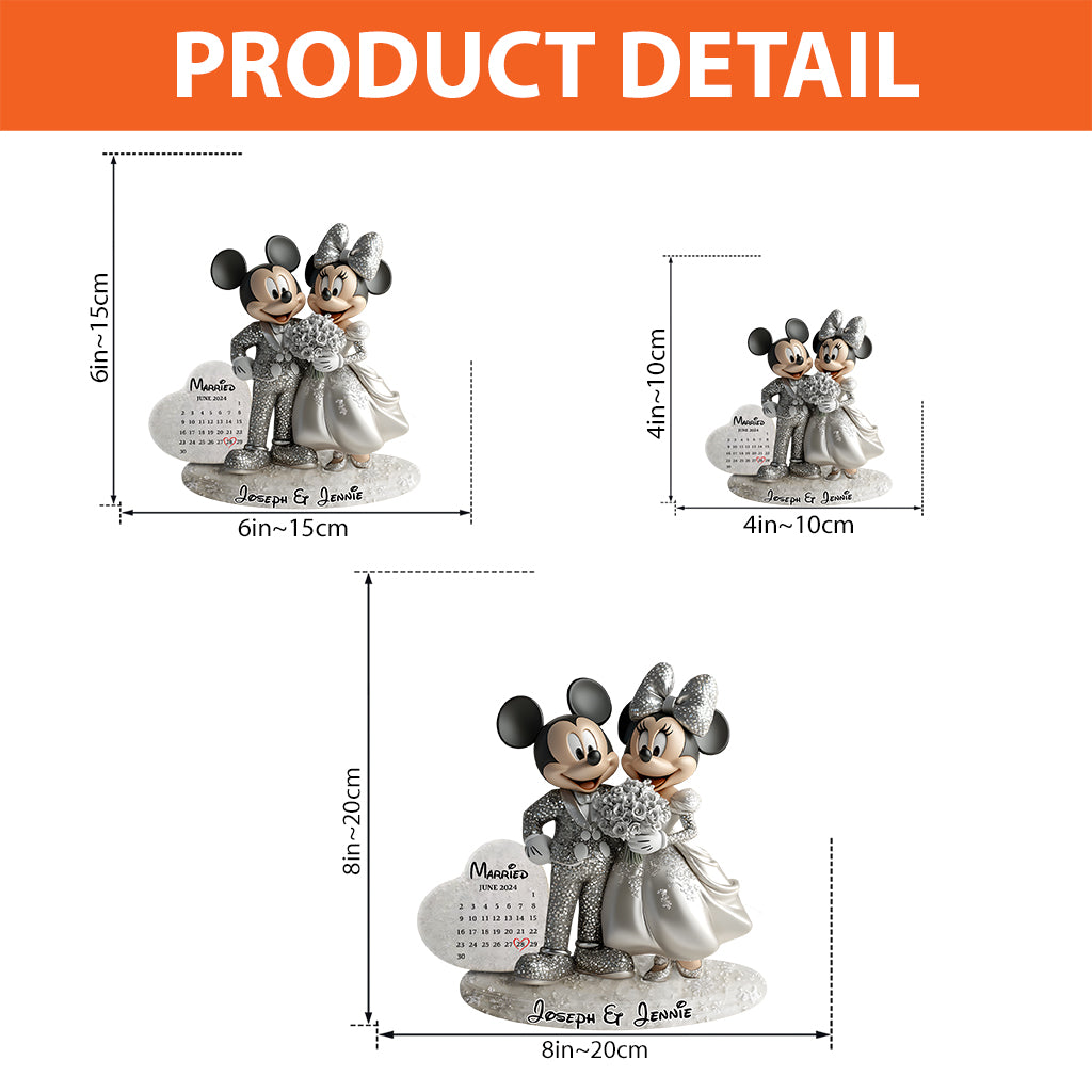 Married Wedding Couple Mouse Calendar - Personalized Mouse Custom Shaped Acrylic Plaque