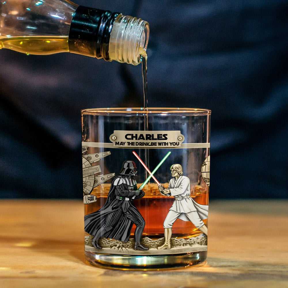 May The Drink Be With You - Personalized The Force Whiskey Glass