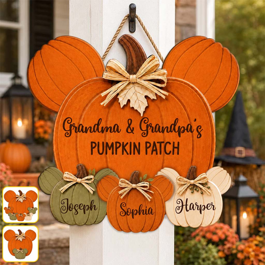 Pumpkin Patch - Personalized Mouse Custom Shaped Wood Sign
