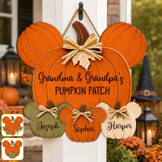 Pumpkin Patch - Personalized Mouse Custom Shaped Wood Sign