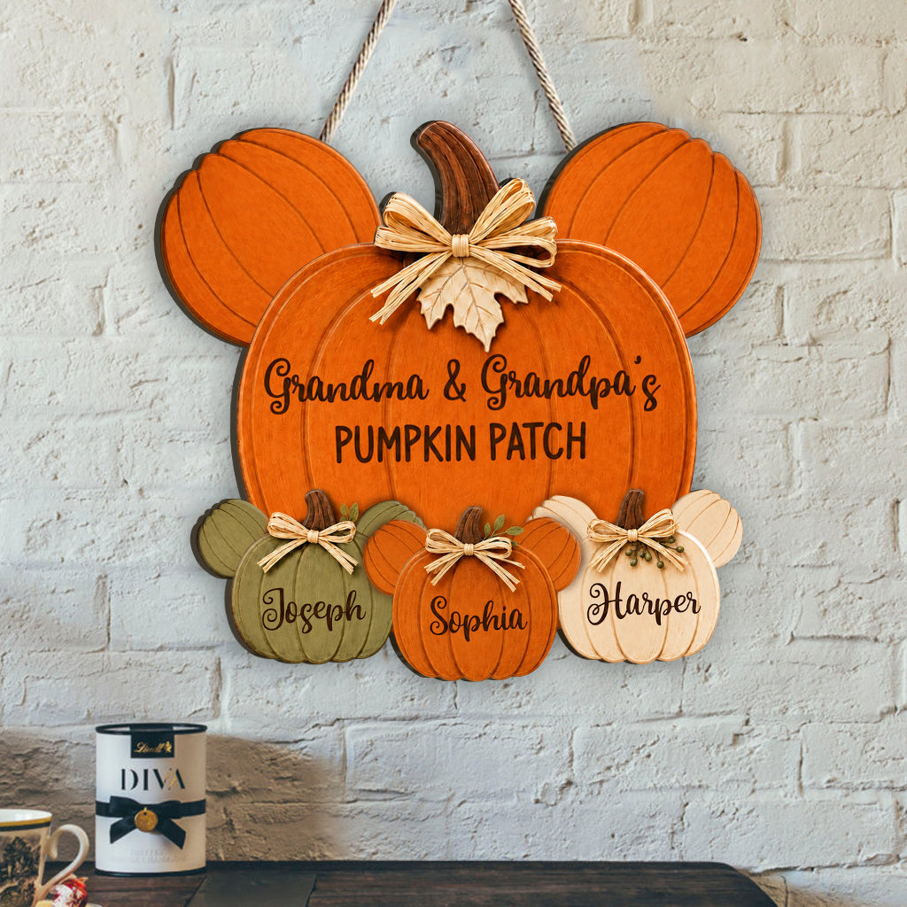 Pumpkin Patch - Personalized Mouse Custom Shaped Wood Sign