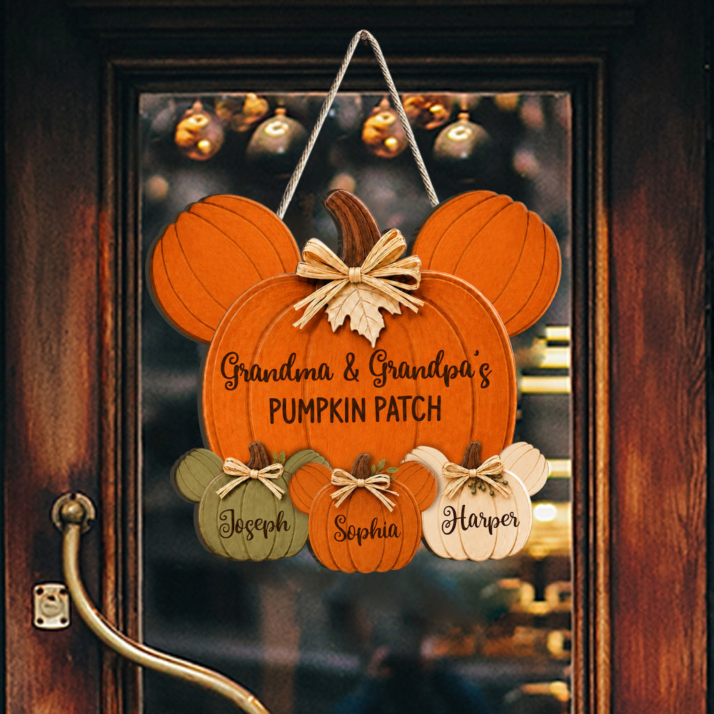 Pumpkin Patch - Personalized Mouse Custom Shaped Wood Sign