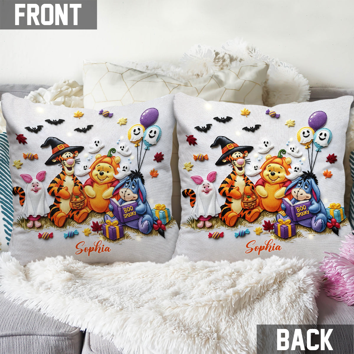 Boo Spooky - Personalized Mouse Throw Pillow