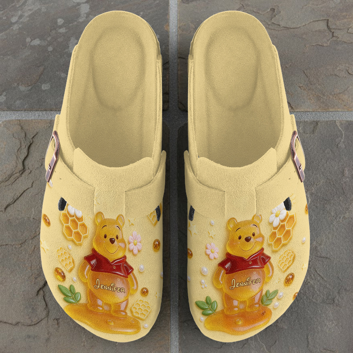 Cute Jelly Bear - Personalized Yellow Bear Clogs With Arch Support