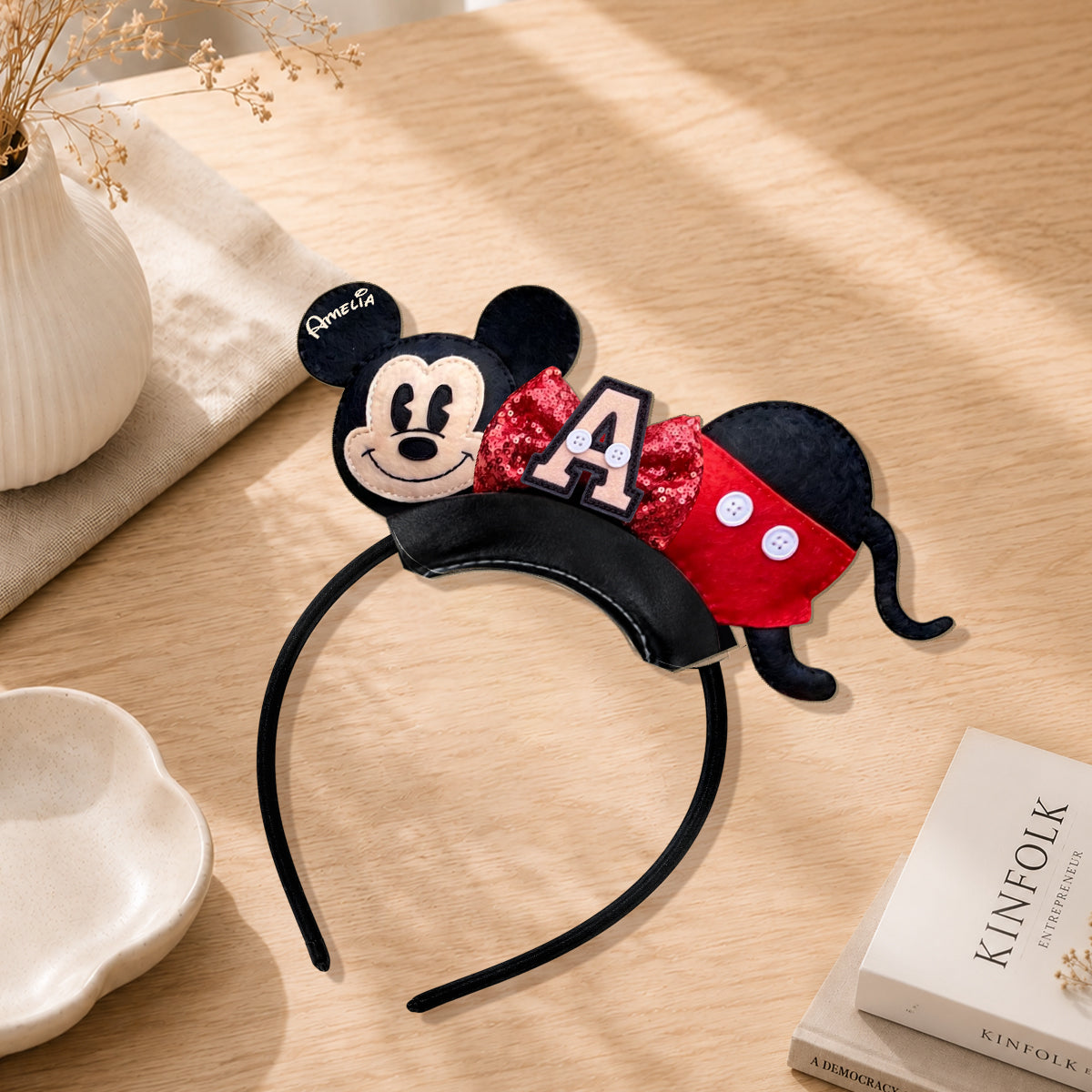 Cute Cartoon Mouse Letter - Personalized Mouse Shaped Leather Headband