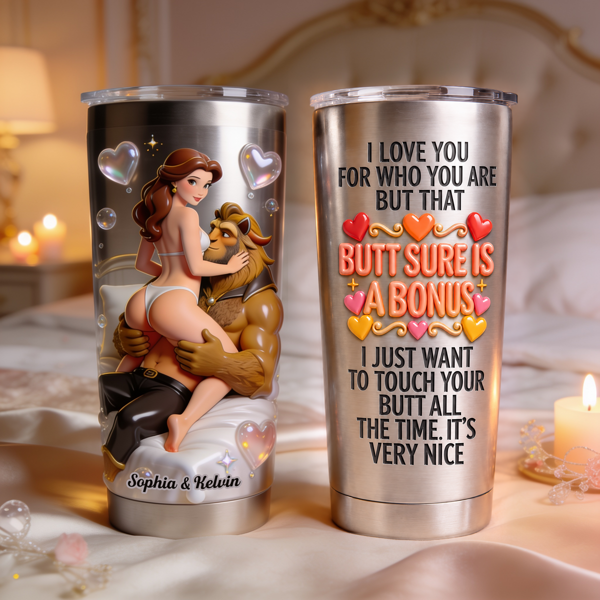I Love You Forever - Personalized Beauty And The Beast Tumbler