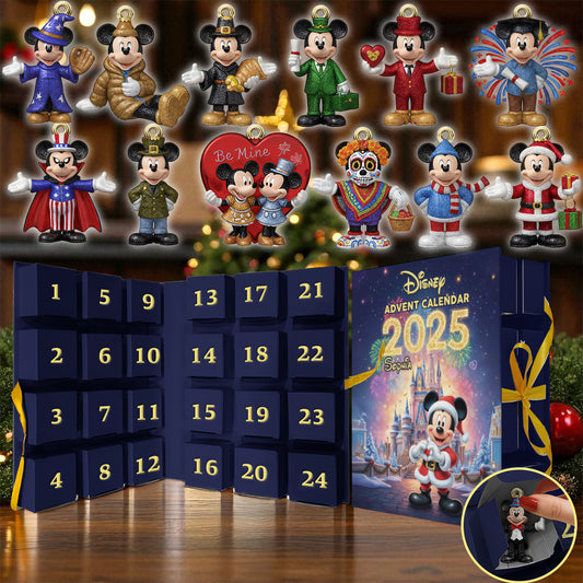 Magical Over The Year - Personalized Mouse Folded Advent Calendar With Ornaments