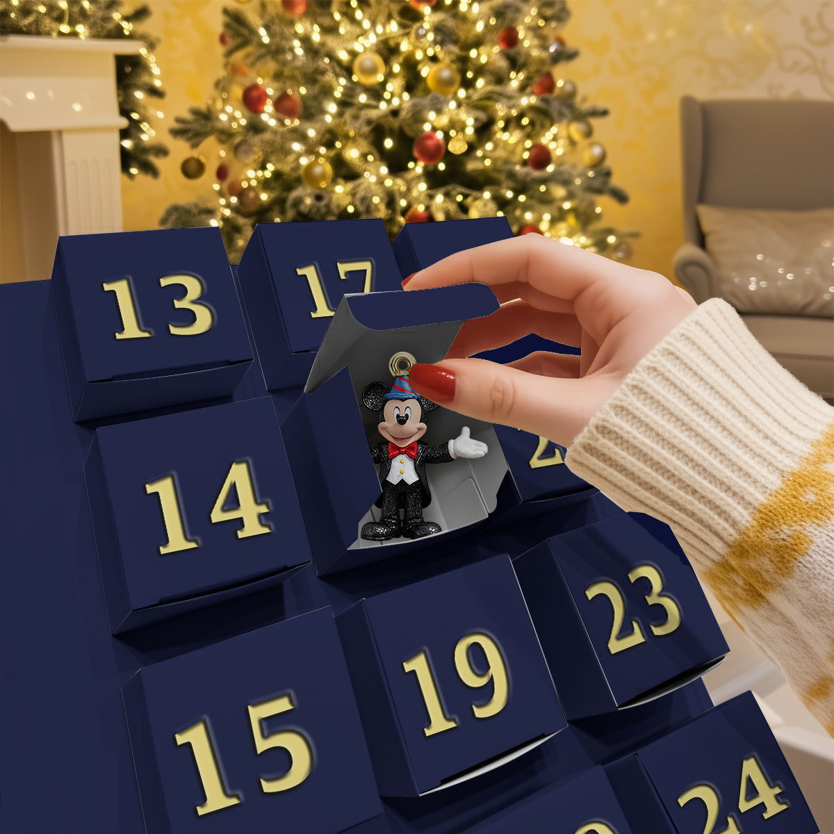 Magical Over The Year - Personalized Mouse Folded Advent Calendar With Ornaments
