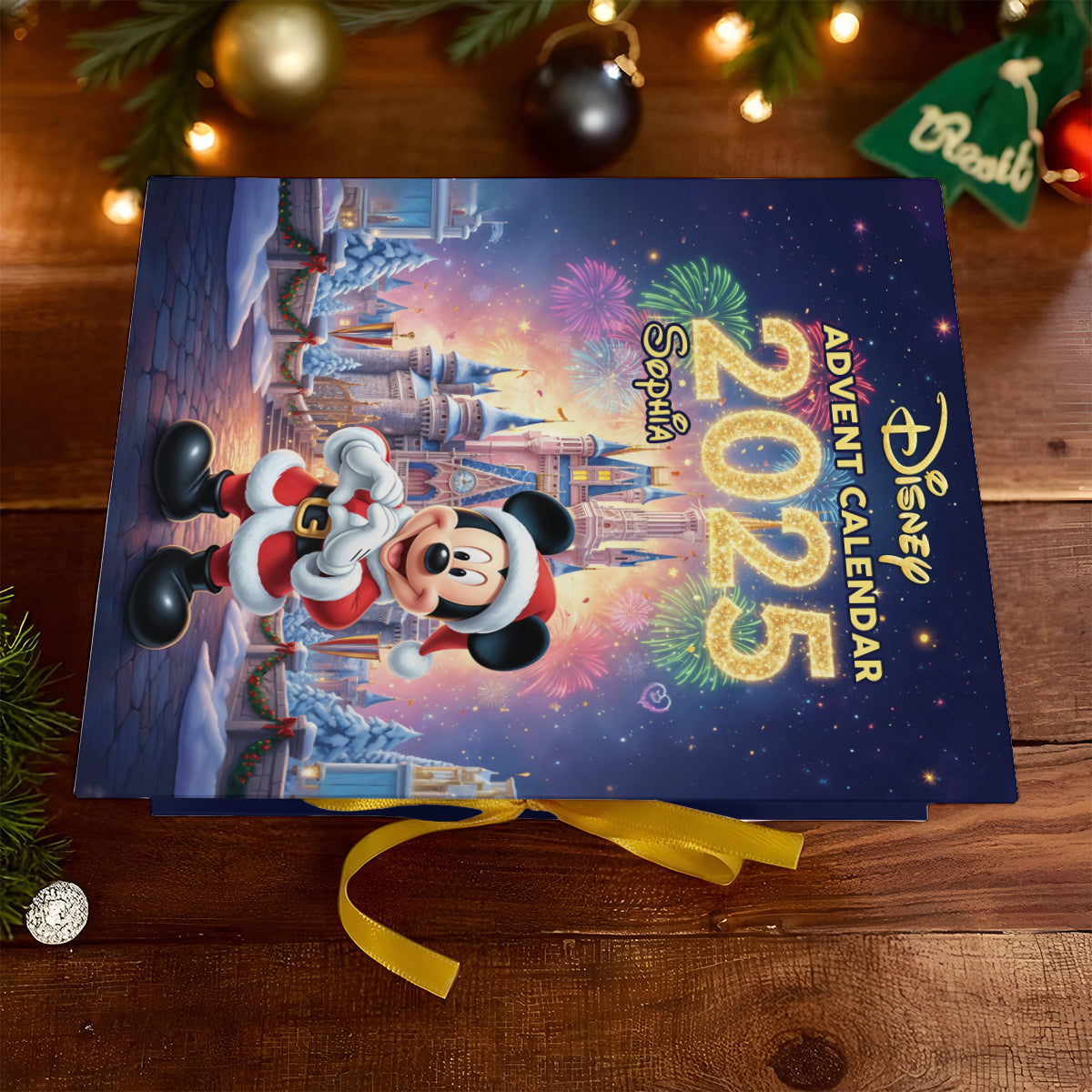 Magical Over The Year - Personalized Mouse Folded Advent Calendar With Ornaments