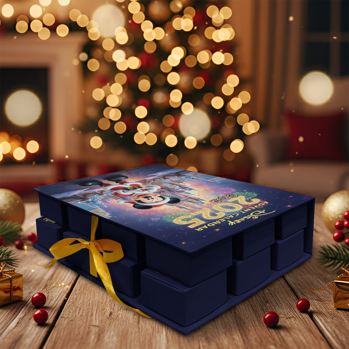 Magical Over The Year - Personalized Mouse Folded Advent Calendar With Ornaments