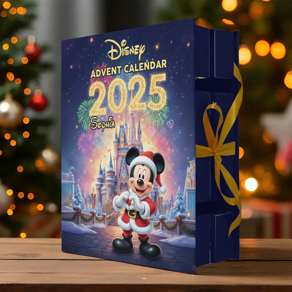Magical Over The Year - Personalized Mouse Folded Advent Calendar With Ornaments