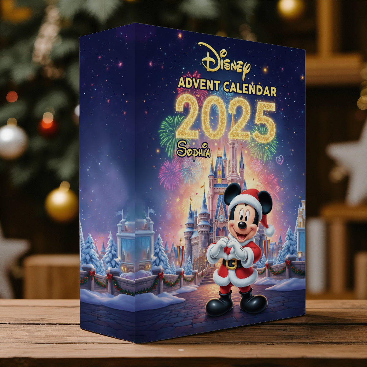 Magical Over The Year - Personalized Mouse Folded Advent Calendar With Ornaments