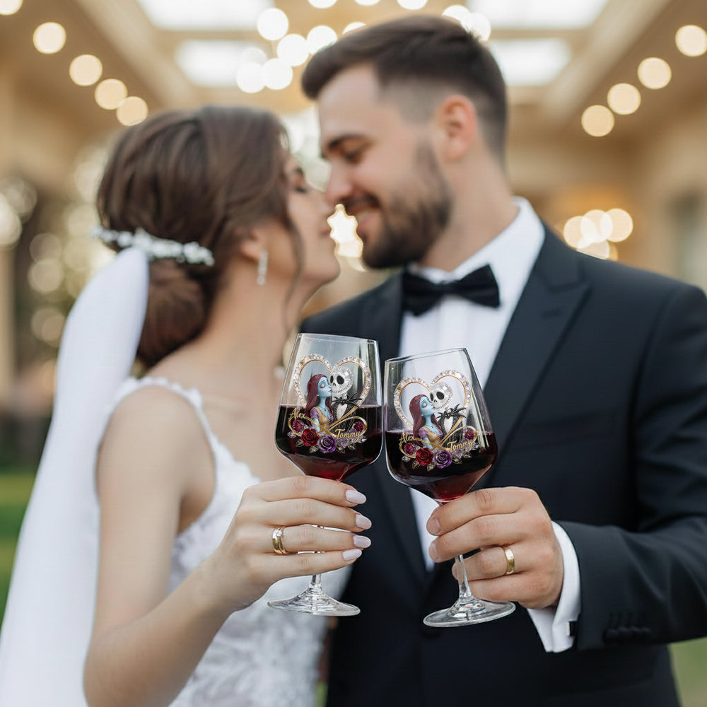 You & Me We Got This - Personalized Nightmare Wine Glasses Set With Wooden Box