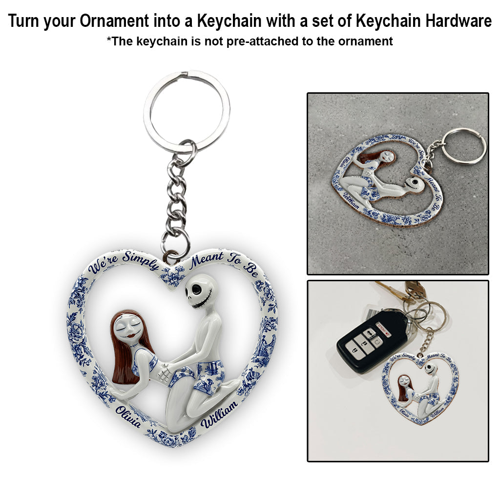 Blue Toile De Jouy Naughty Skeleton - Personalized Nightmare Ornament