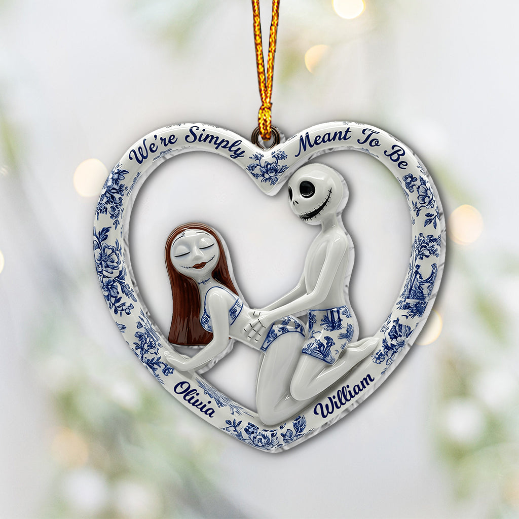 Blue Toile De Jouy Naughty Skeleton - Personalized Nightmare Ornament