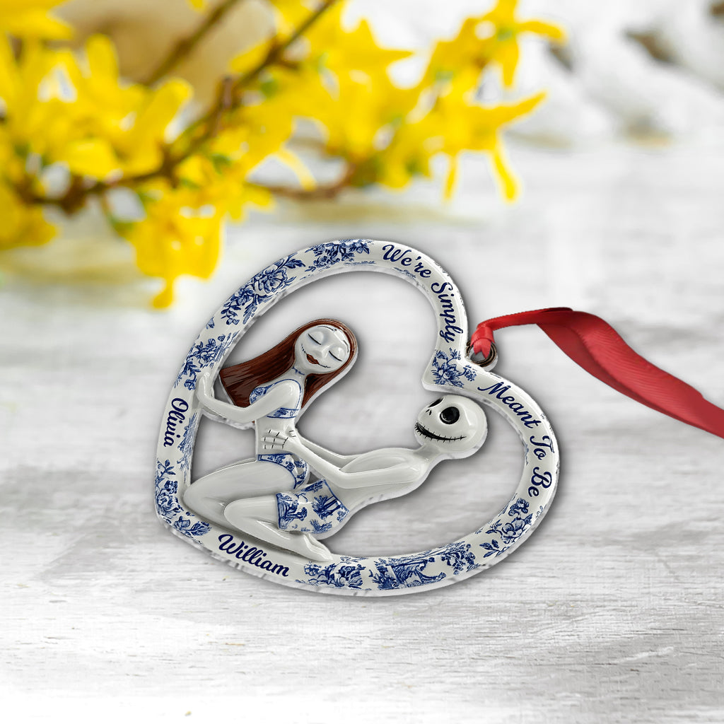 Blue Toile De Jouy Naughty Skeleton - Personalized Nightmare Ornament