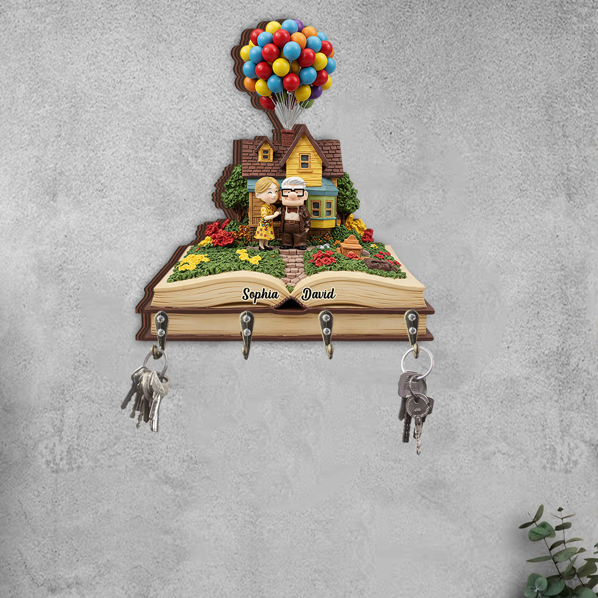 Home Sweet Home - Personalized Couple Custom Shaped Key Rack