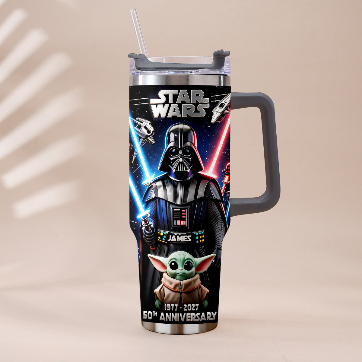 50th anniversary - Personalized The Force Tumbler With Plush Charm