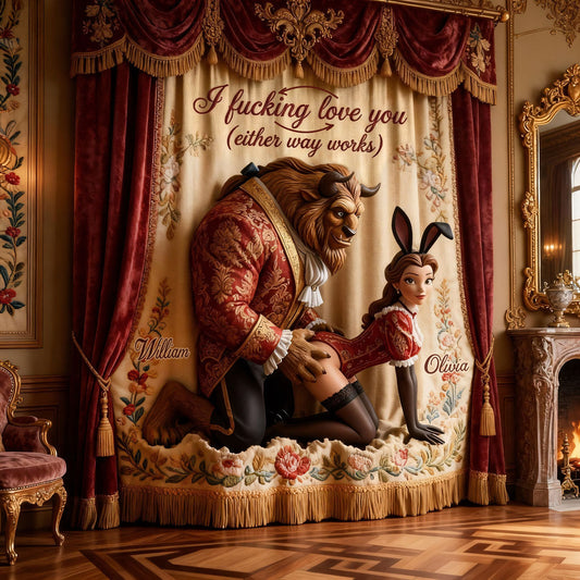 Funny Fairytale Roleplay Tapestry - Personalized Beauty And The Beast Blackout Window Curtain/ Drapes Set
