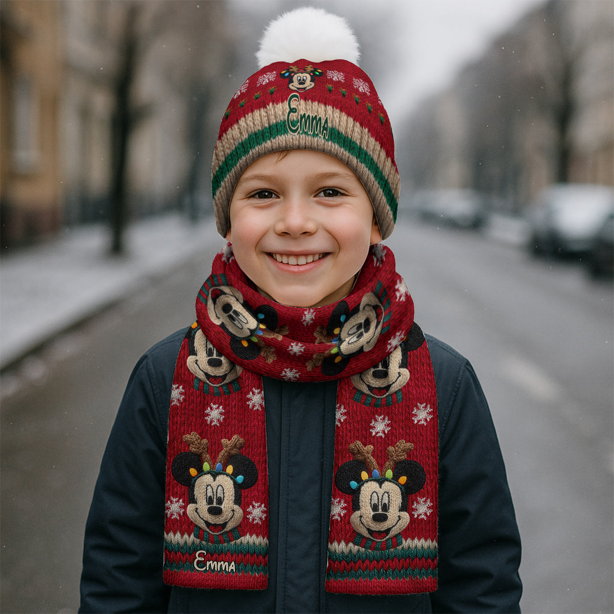 Magical Hat - Personalized Mouse Knitted Beanie Hat and Scarf Set