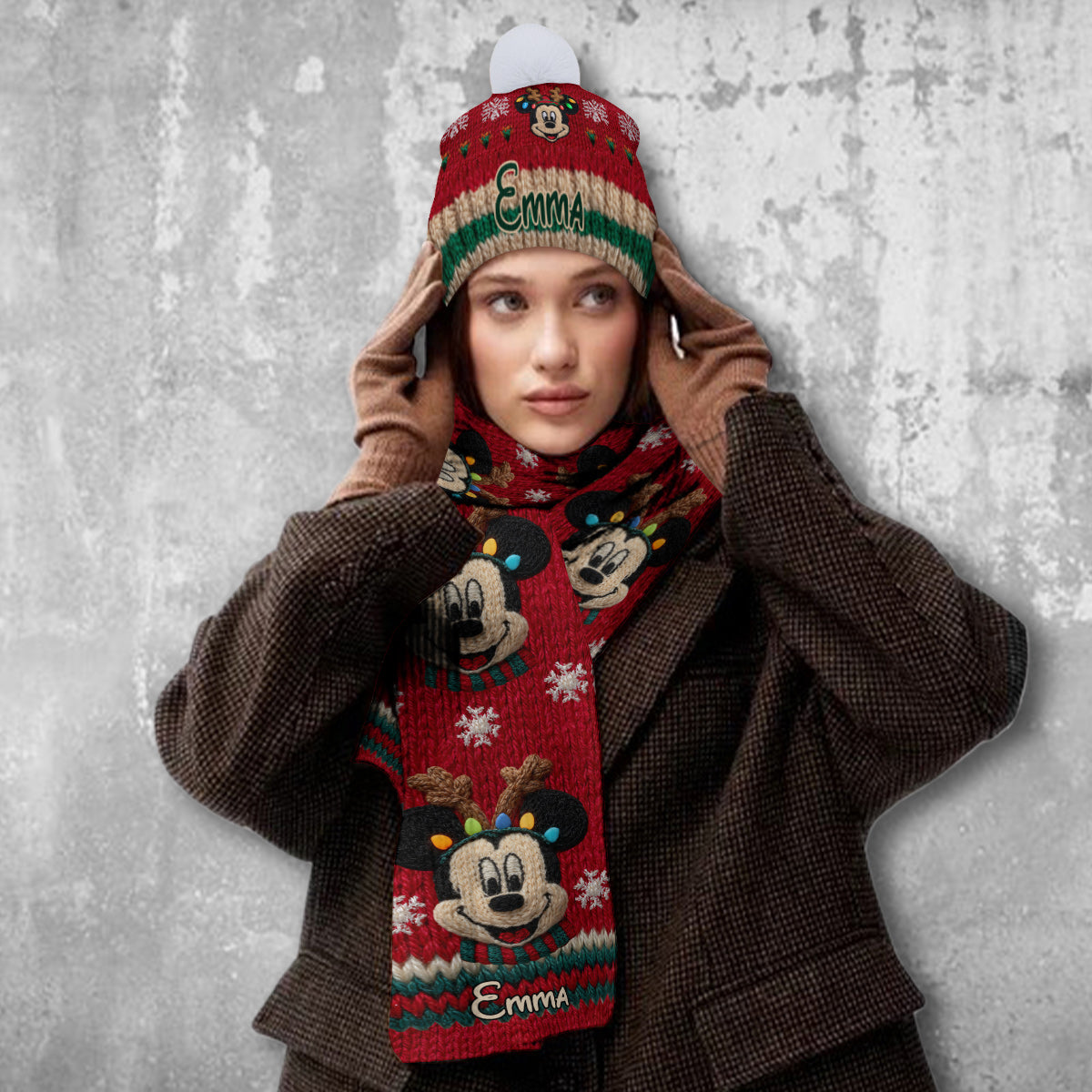 Magical Hat - Personalized Mouse Knitted Beanie Hat and Scarf Set