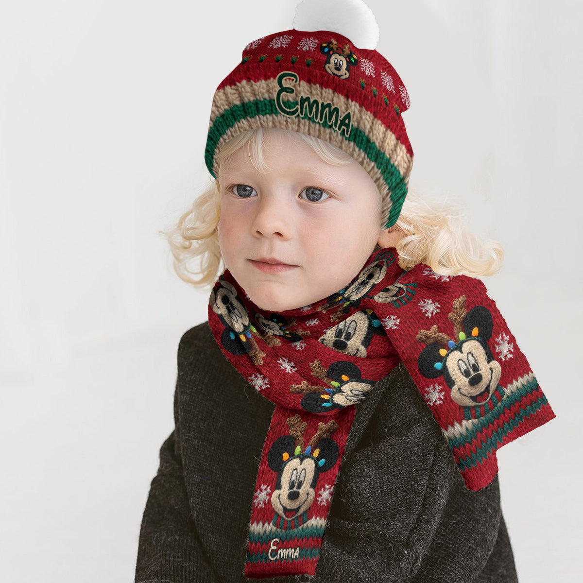Magical Hat - Personalized Mouse Knitted Beanie Hat and Scarf Set