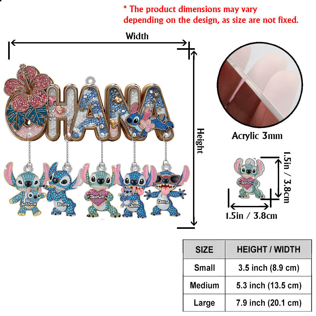 Blue Ohana Family - Personalized Ohana Ornament With Charm