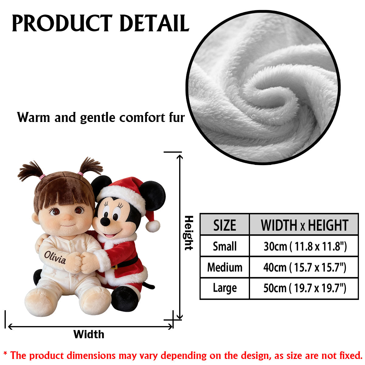 Kid & Christmas Cartoon Character - Personalized Mouse Premium Faux Fur Pillow