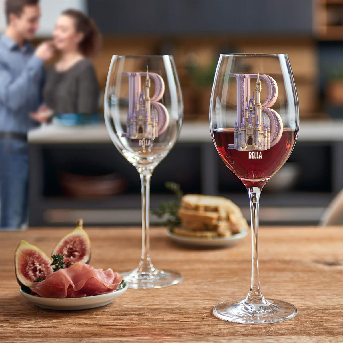 Magical Castle Custom Letter Alphabet - Personalized Mouse Wine Glass With Long Stem